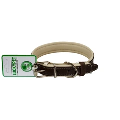 Нашийник шкіряний подвійний Коричнево-Бежевий Lucky Pet, 2.5/36-46 см