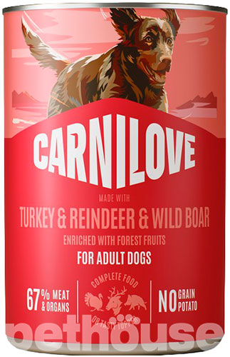 Carnilove Grain Free Dog Adult з індичкою, олениною та диким кабаном