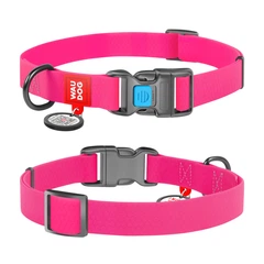Нашийник для собак водостійкий WAUDOG Waterproof з QR-паспортом, пластикова пряжка-фастекс, Ш 25 мм, Дл 35-58 см, рожевий