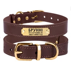 Нашийник для Собак Шкіряний Barksi Classic з Литою латунною фурнітурою Коричневий 2XS обхв.шиї: 18-23 см (53206/T)