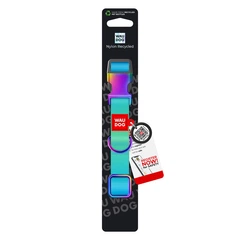 Collar Нашийник для собак з нейлону WAUDOG Nylon Recycled c QR паспортом, градієнт, S, Ш 15 мм, Дов 25-35 см блакитний