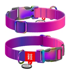 Collar Нашийник для собак з нейлону WAUDOG Nylon Recycled c QR паспортом, градієнт, S, Ш 15 мм, Дов 25-35 см фіолетовий