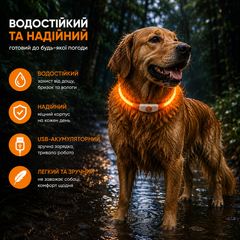 Без бренду Світлодіодний нашийник PetSol LED для собак, USВ-акумуляторний, 3 режими, водостійкий, помаранчевий