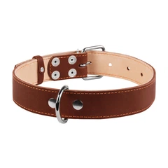 Нашийник подвійний CoLLaR шкіра коричневий 02796 (4820082496555)A