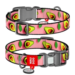 Нашийник WAUDOG Nylon з QR адресником, пластикова пряжка-фастекс "Авокадо" M (4823089375670)A