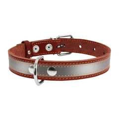 Нашийник CoLLaR шкіра коричневий зі світловідбиваючою стрічкою 02496 (4820082496548)A