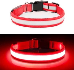 Без бренду Світний нашийник 21401 для собак LED USB з підзаряджанням червоний L