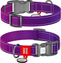 Нашийник для собак нейлоновий WAUDOG Nylon Mono c QR паспортом світловідбивний пластиковий фастекс S Ш 15 мм Дл 25-35 см Фіолетовий (52099Соllаr)