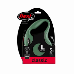 Flexi (Флексі) New Classic L - Повідець-рулетка для собак, стрічка (5 м, до 50 кг), оливковий