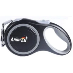 Поводок-рулетка AnimAll для собак вагою до 15 кг, 3 м, S сіро-чорний, Енімал