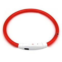 Світлодіодний LED нашийник Lesko L-18 Red L USB для собак і котів водовідштовхувальний, що світиться