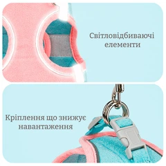 Без бренду М’яка шлейка з повідцем для котів, собак зі світловідбиваючими вставками, жовта XL