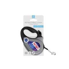Collar Повідець-рулетка для собак WAUDOG R-leash, малюнок "NASA21", XS, до 12 кг, 3 м, світловідбиваюча стрічка чорний
