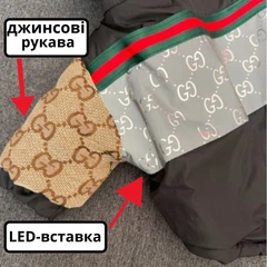 Без бренда Зимова куртка для собак з капюшоном на блискавці, джинсові рукави, LЕD-вставка, чорна XS