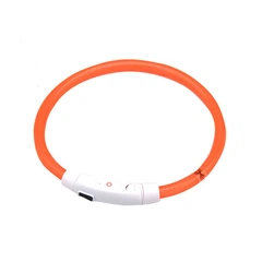 Світлодіодний LED нашийник Lesko L-18 USB Orange M водовідштовхувальний, що світиться, для собак і котів