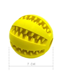 Інтерактивна іграшка м'ячик для собак AnimAll з отворами для корму 6 см, yellow