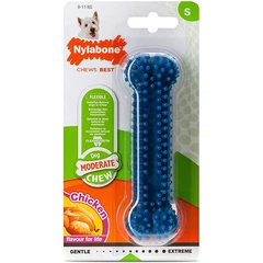 Жувальна іграшка для собак, смак курки Nylabone Moderate Chew Dental Bone (81279)