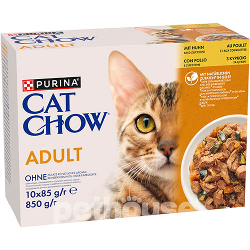 Cat Chow Ніжні шматочки з куркою та цукіні в желе для котів