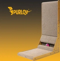 Кутова кігтеточка з м'ячиком для котів Purlov коричнева