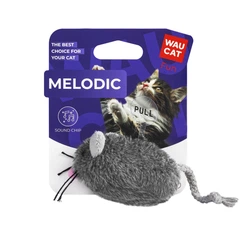 Іграшка для котів WAUCAT Fun Melodic Мишка сіра зі звуковим чипом, штучне хутро, 13 см (7511)