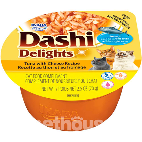 Inaba Dashi Delights Ніжні пластівці тунця з сиром у шовковистому бульйоні для котів