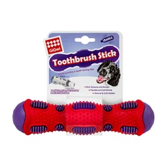 Іграшка-гризунок для собак GiGwi Toothbrush Stick червоно-фіолетова, дентальна паличка для чищення зубів, термопластична гума TPR, з ефектом тріску, 21 см, арт. 2254