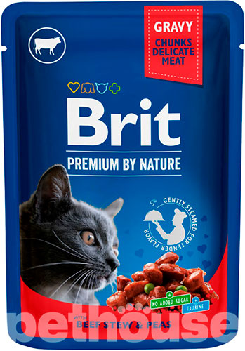 Brit Premium Рагу з тушкованої яловичини з зеленим горошком для котів