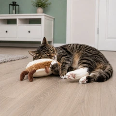 Іграшка Trixie для котів Тост XXL з шелестом плюш з котячою м'ятою кремовий/коричневий 18 см