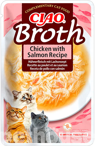 Inaba CIAO Broth Тушкована курка з лососем у бульйоні для котів