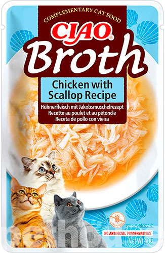 Inaba CIAO Broth Тушкована курка з морським гребінцем у бульйоні для котів