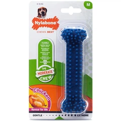 Жувальна іграшка для собак, смак курки Nylabone Moderate Chew Dental Bone (81280)