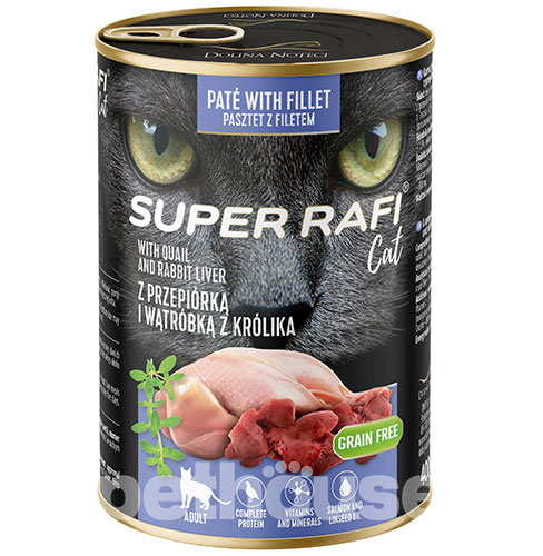 Dolina Noteci Super Rafi Cat Cans Adult Quail with Rabbit Liver