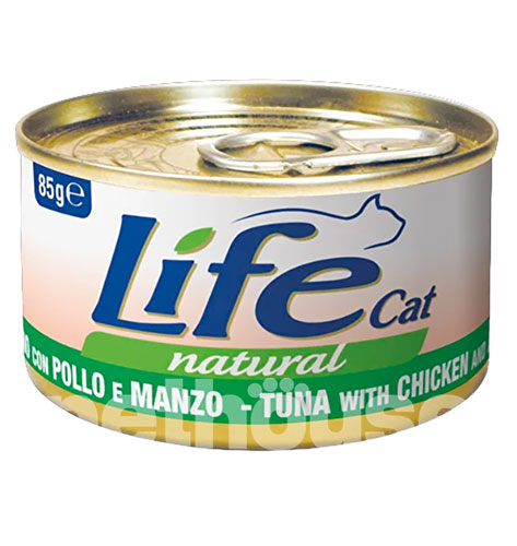 LifeCat Тунець з курячим філе та яловичиною для котів