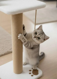 Без бренду Когтеточка дряпка з лежанкою для кота 75см молоко