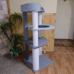 Без бренду Комплекс когтеточка дряпка кутова для кота стовпи драпаки у бавовняному канате 115х55х55см сіра