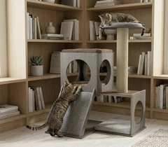Sweet Pet Ігровий комплекс для котів SweetPet PurrPalace (90х70х60 см): дряпка-лазанка з кігтеточкою, будиночком та лежанками
