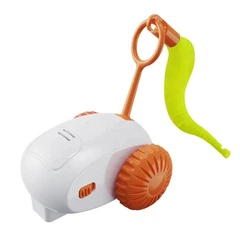 And Іграшка мишка для котів рухома машинка з пір'ям Drift Pet Toy Car EG-611 Помаранчева