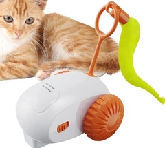 And Іграшка мишка для котів рухома машинка з пір'ям Drift Pet Toy Car EG-611 Помаранчева