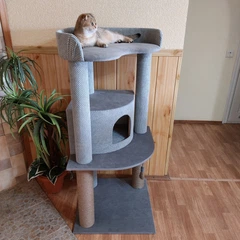 Без бренду Комплекс когтеточка кутова для кота кошек 115х55х55см сіра