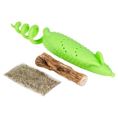 Іграшка для котів GiGwi Refillable Catnip гумова мишка з котячою м'ятою та мататабі 16,5 см салатова (2347)