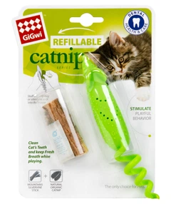 Іграшка для котів GiGwi Refillable Catnip гумова мишка з котячою м'ятою та мататабі 16,5 см салатова (2347)