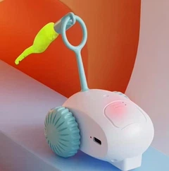 And Іграшка мишка для котів рухома машинка з пір'ям Drift Pet Toy Car EG-611 Бірюзова