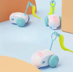 And Іграшка мишка для котів рухома машинка з пір'ям Drift Pet Toy Car EG-611 Бірюзова