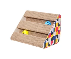 Без бренду Кігтеточка дряпалка лежанка для котів 7dayslabel "Трикутник" з двома іграшками гофрований картон 18*26*18см 0,75 кг