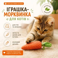 Без бренду Іграшка-морквинка для котів з листям, плетена іграшка для активної гри, велика 15.5 см