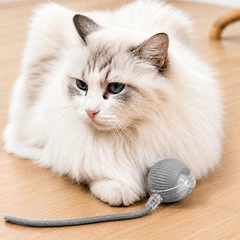 Розумний м'яч із хвостом мотузкою Taotaopets 025527 Gray іграшка для котів собак інтерактивна дразилка
