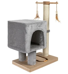 Happet Кігтеточка-будинок для котів, світло-сіра, 64x39x30 см (CT17)