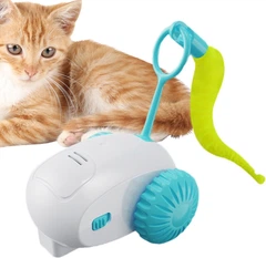 Без бренда Іграшка робот для котів, на колесах, від акумулятора Бадмінтон ЮСБ Cat teaser AND XL-1233 блакитна