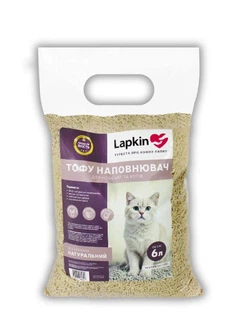 Lucky Pet Соєвий (тофу) наповнювач для котів Lapkin без аромату - 6 л (2.6 кг)
