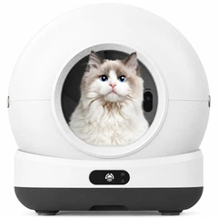 Смарт автоматичний лоток Tikpaws Auto Self-Cleaning Cat Litter Box HD camera CB004, з камерою, котячий туалет, білий/чорний, для тварин